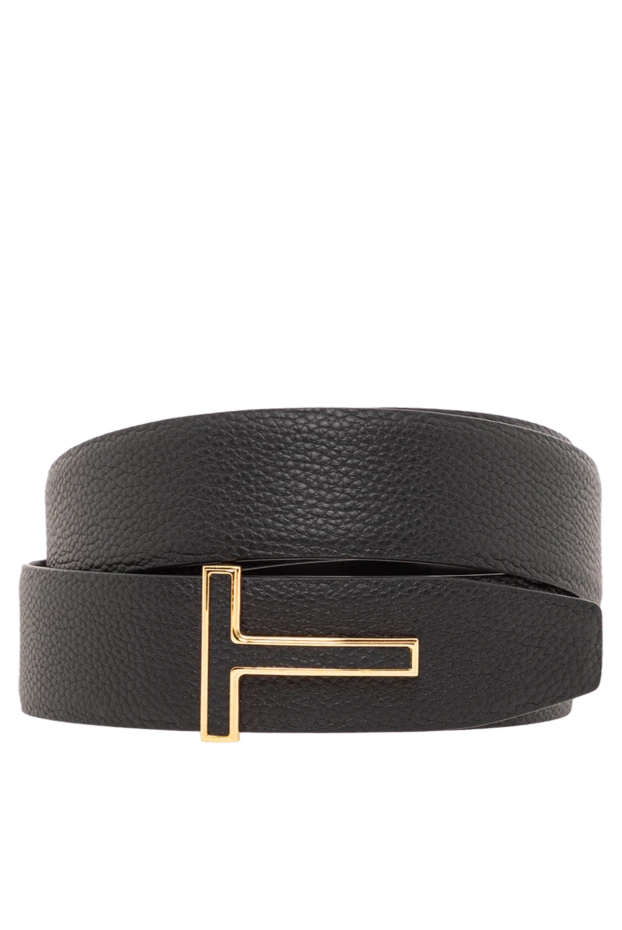 Былғары кірістіру және T-бар ілгегі бар қайтымды қара белдік
- фото 1