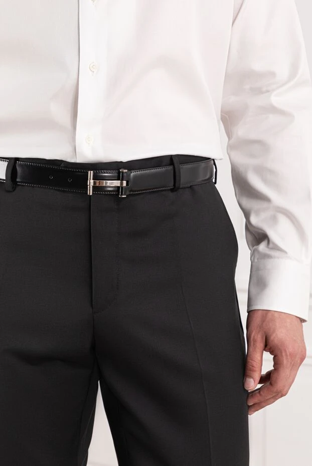 Tom Ford мужской ремень из глянцевой кожи с серебристой т-образной пряжкой
 190556 - фото 2