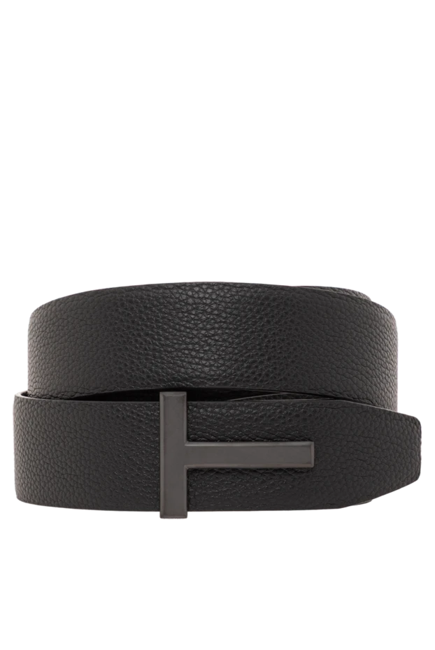 Двусторонний черный ремень из зернистой кожи c Т-образной пряжкой
- фото 1