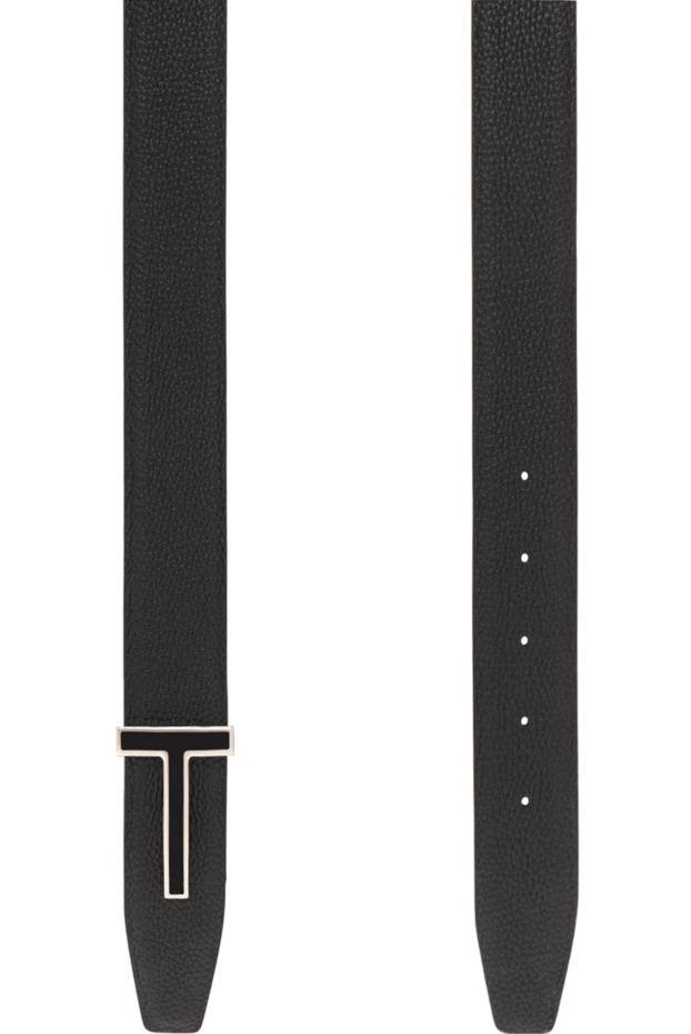 Tom Ford двусторонний черный ремень из зернистой кожи с эмалированной т-образной пряжкой
 190558 - фото 3