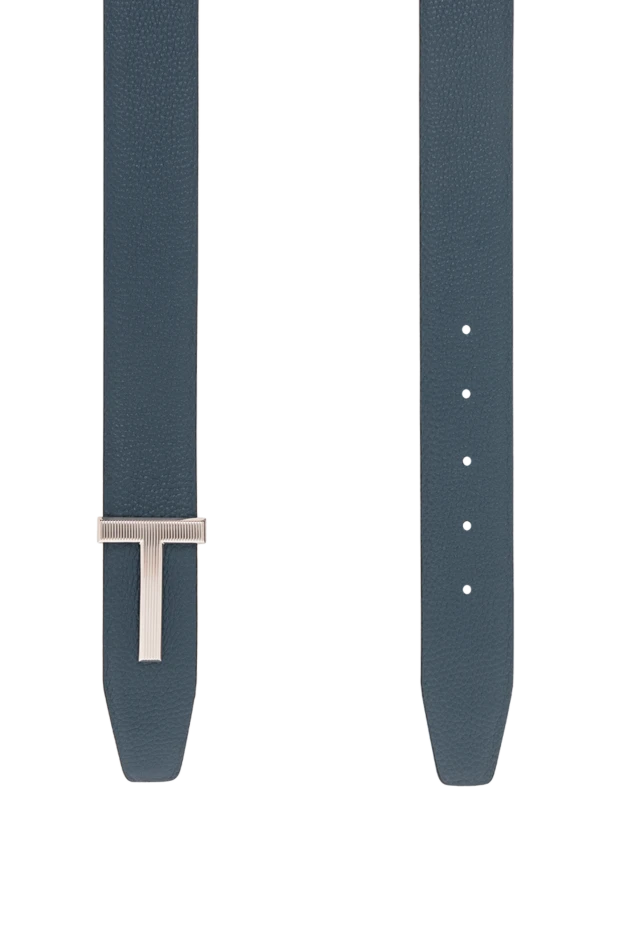 Tom Ford двусторонний синий ремень из зернистой кожи с ребристой т-образной пряжкой
 190559 - фото 3