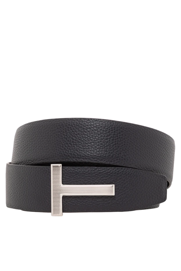 Reversible black grained leather belt with ribbed T-bar buckle
- photo 1