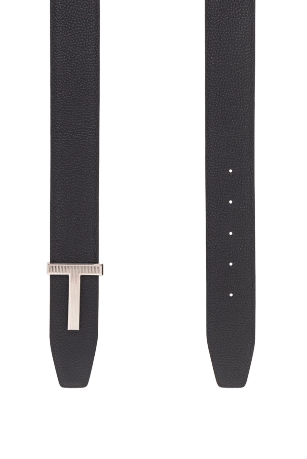 Tom Ford двусторонний черный ремень из зернистой кожи с ребристой т-образной пряжкой
 190560 - фото 3