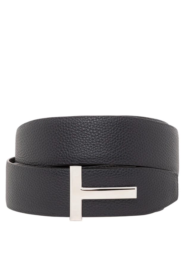 Black grained leather belt with T-bar buckle
- photo 1