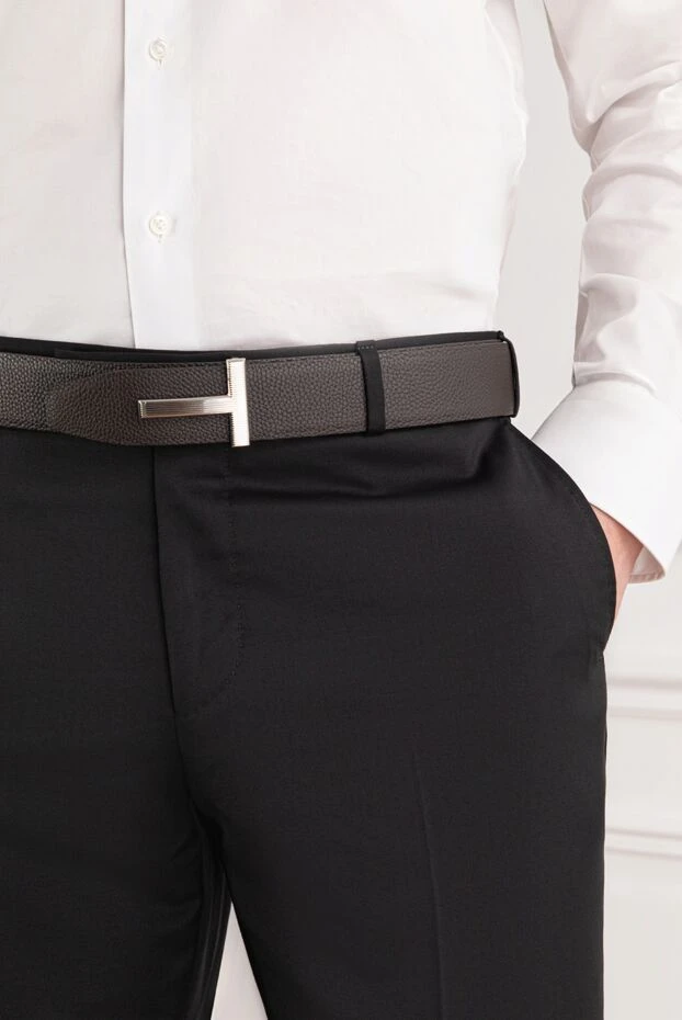 Tom Ford коричневый кожаный ремень из зернистой кожи с ребристой т-образной пряжкой 190564 - фото 2