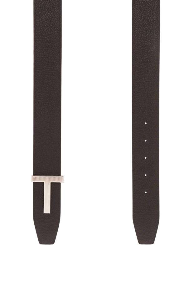 Tom Ford коричневый кожаный ремень из зернистой кожи с ребристой т-образной пряжкой 190564 - фото 3
