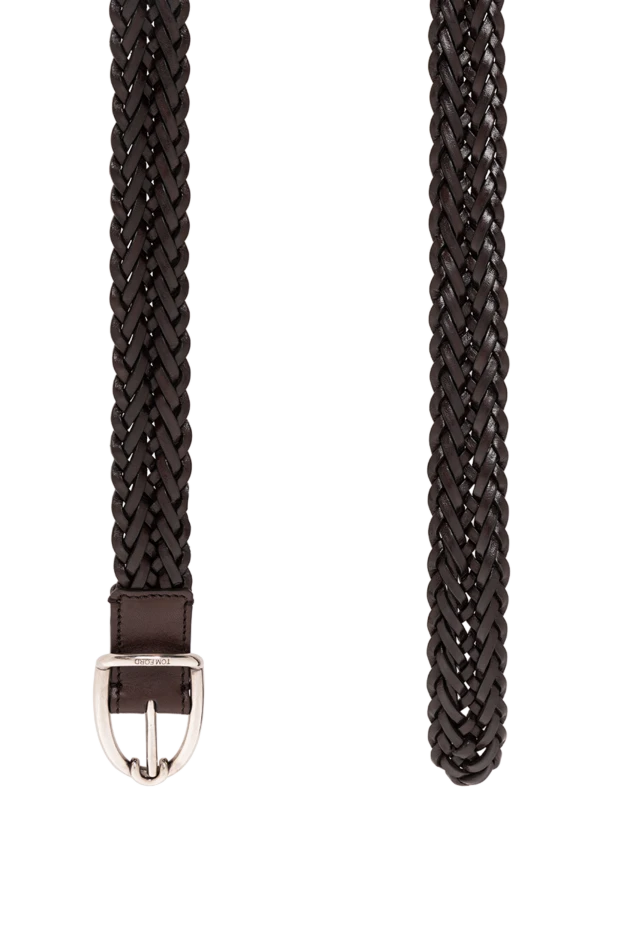 Tom Ford кожаный коричневый ремень плетеного дизайна с металлической пряжкой
 190565 - фото 3