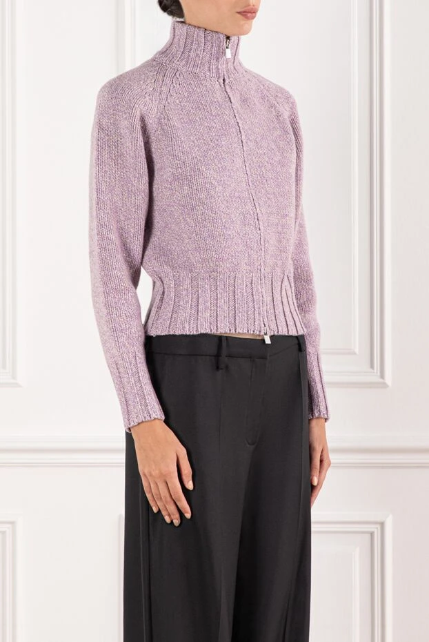 Magda Butrym плотный фиолетовый кардиган с ребристой отделкой и застежкой на высоком вороте.

 190567 - фото 3