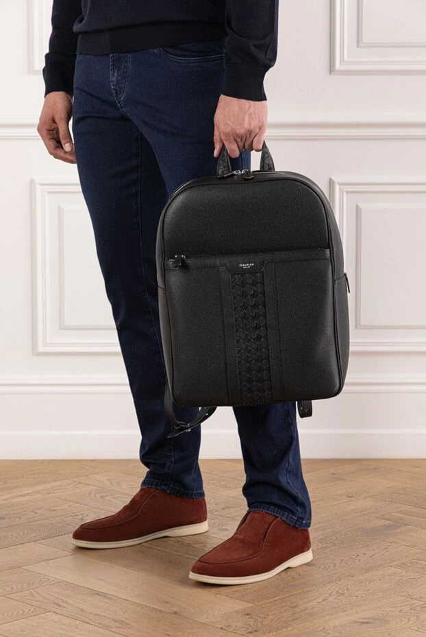 Рюкзак Single Zip из черной кожи Cachemire с отделкой Mosaico
 - фото 2