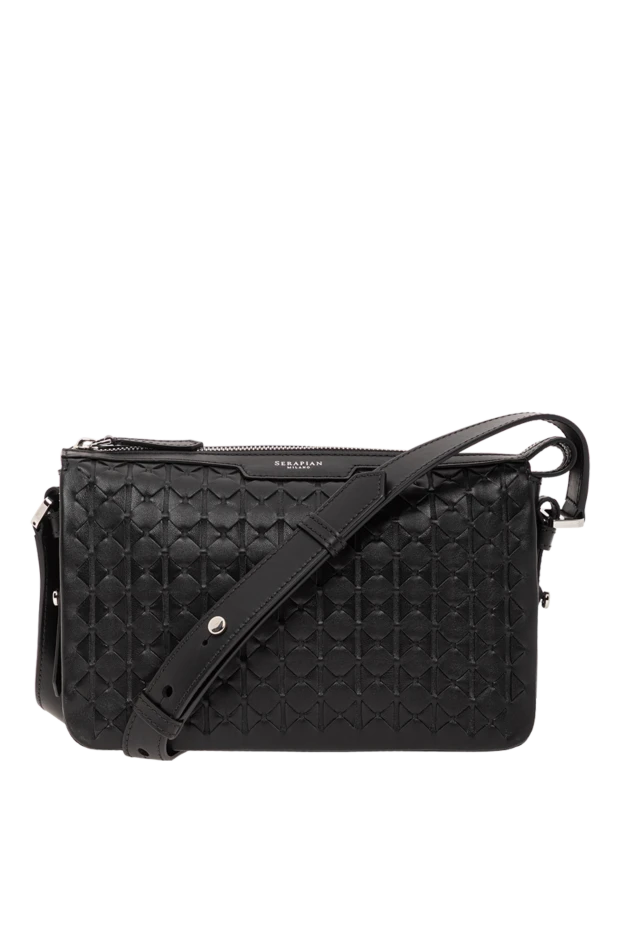 Сумка-мессенджер East West из чёрной кожи Mosaico - фото 1