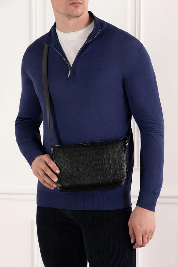 Serapian сумка-мессенджер east west из чёрной кожи mosaico 190574 - фото 3