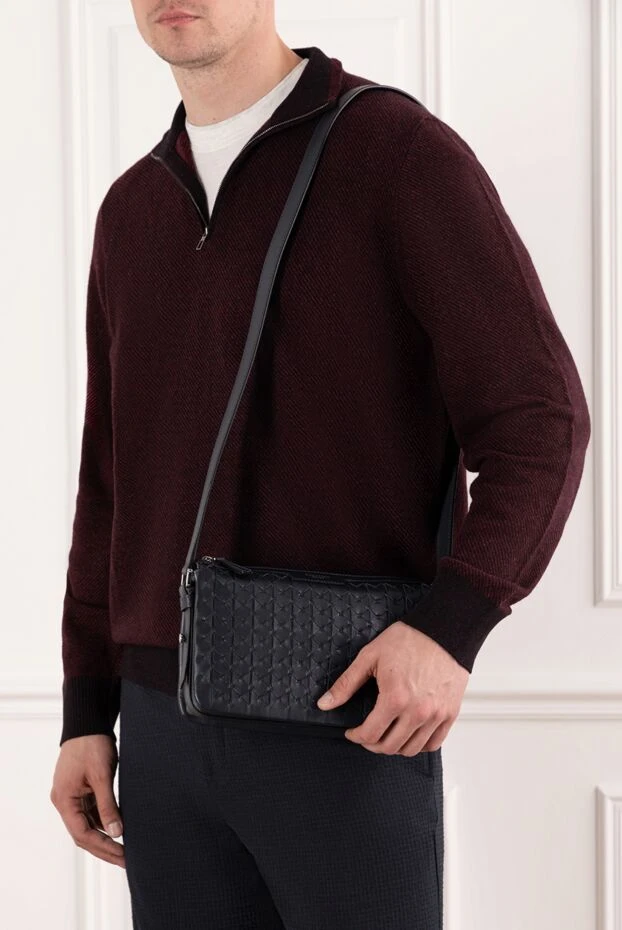 Serapian сумка-мессенджер east west из синей кожи mosaico 190575 - фото 2