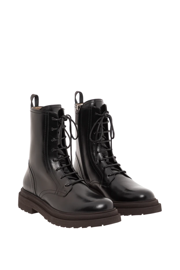 Brunello Cucinelli black leather boots with a massive sole and high top 190577 - photo 3