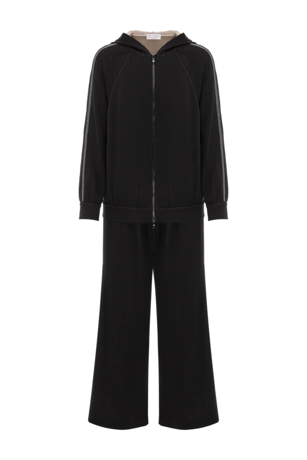Women's black silk and cotton tracksuit with hood
- photo 1