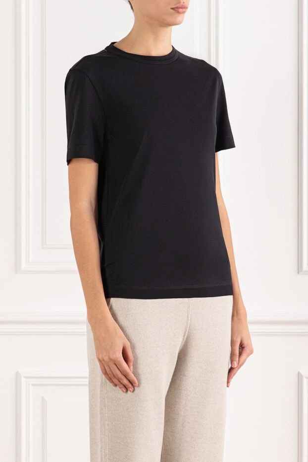 Brunello Cucinelli basic women's cotton t-shirt with short sleeves black
 190612 - photo 3
