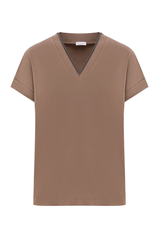 Brunello Cucinelli women's v-neck blouse with decorative monili insert 190617 - photo 1