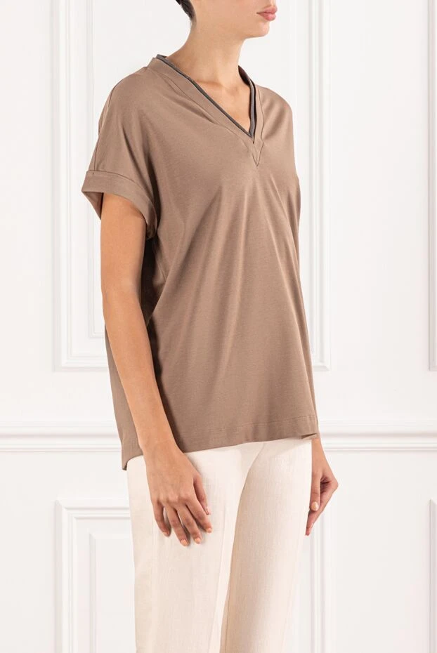 Brunello Cucinelli women's v-neck blouse with decorative monili insert 190617 - photo 3
