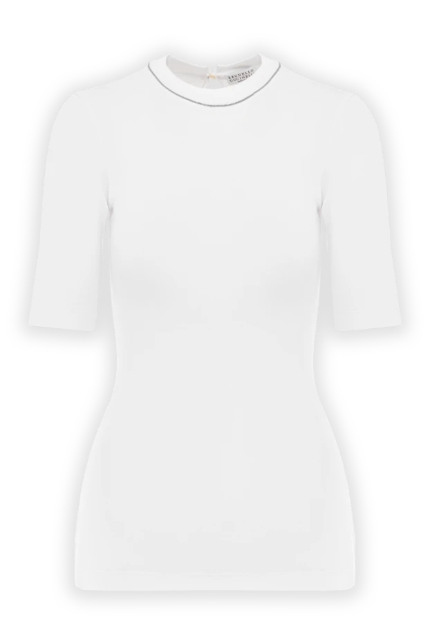 Brunello Cucinelli white knitted t-shirt with teardrop fastening on the back 190620 - photo 1