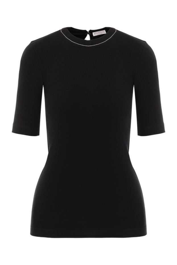 Brunello Cucinelli fitted cotton black t-shirt with monili trim and button fastening
190621 - photo 1