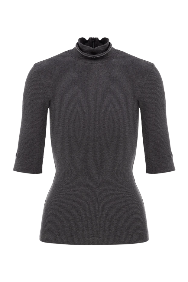 Brunello Cucinelli dark grey ribbed knit top with stand-up collar 190622 - photo 1