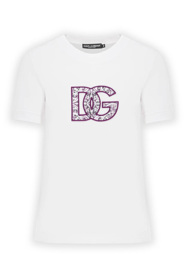 Cotton T-shirt white with artistic decoration DG - photo 1