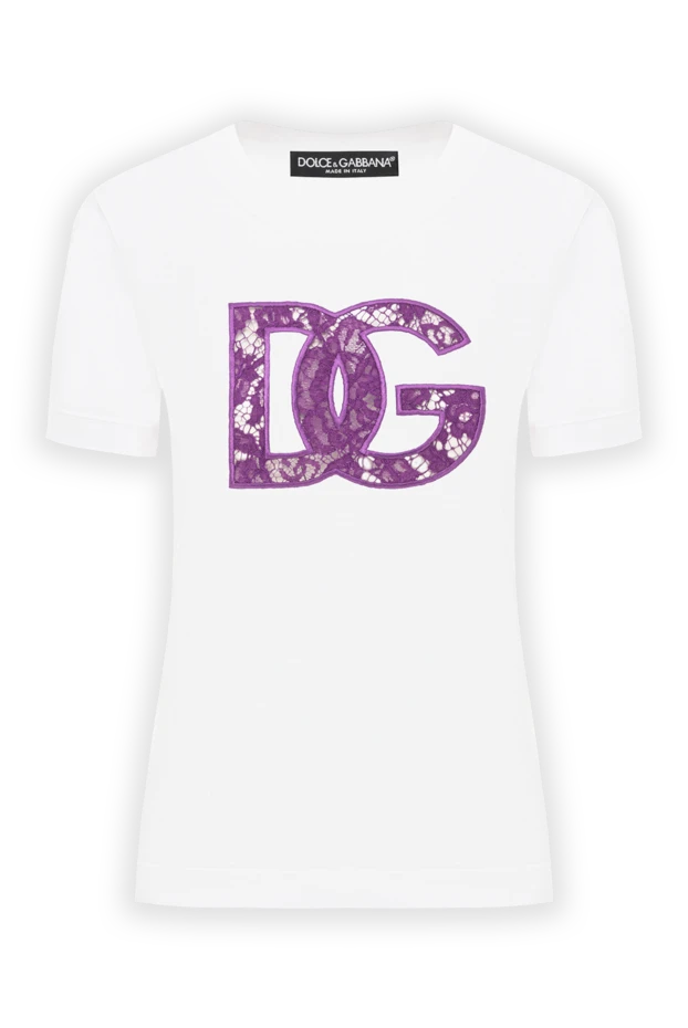 White T-shirt with purple lace decor DG - photo 1