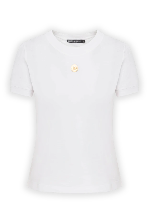 Dolce & Gabbana футболка белая хлопковая с золотистой эмблемой dg 190629 - фото 1