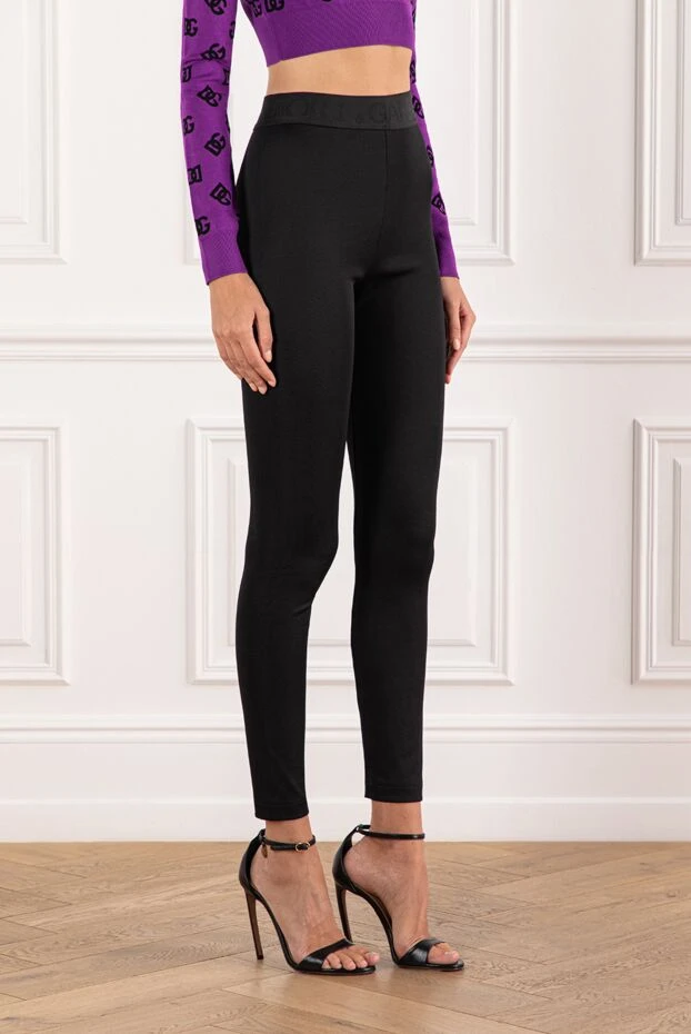 Dolce & Gabbana серпімді матадан тігілген әйелдердің қарапайым қара леггинстері 190632 - фото 3