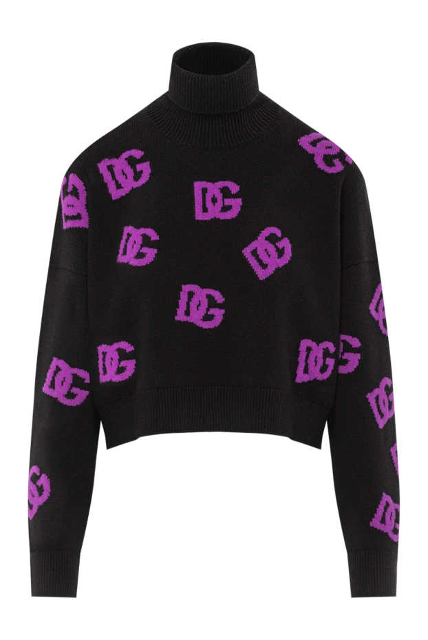 Чёрный вязаный гольф с фиолетовым логотипом DG
- фото 1