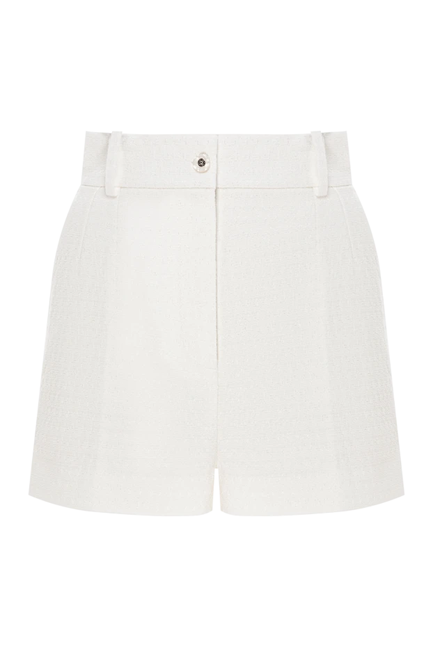 Women's elastic white shorts with tucks - photo 1