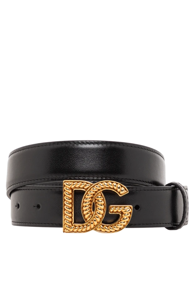 Black Women's Calfskin Belt with DG Logo - photo 1