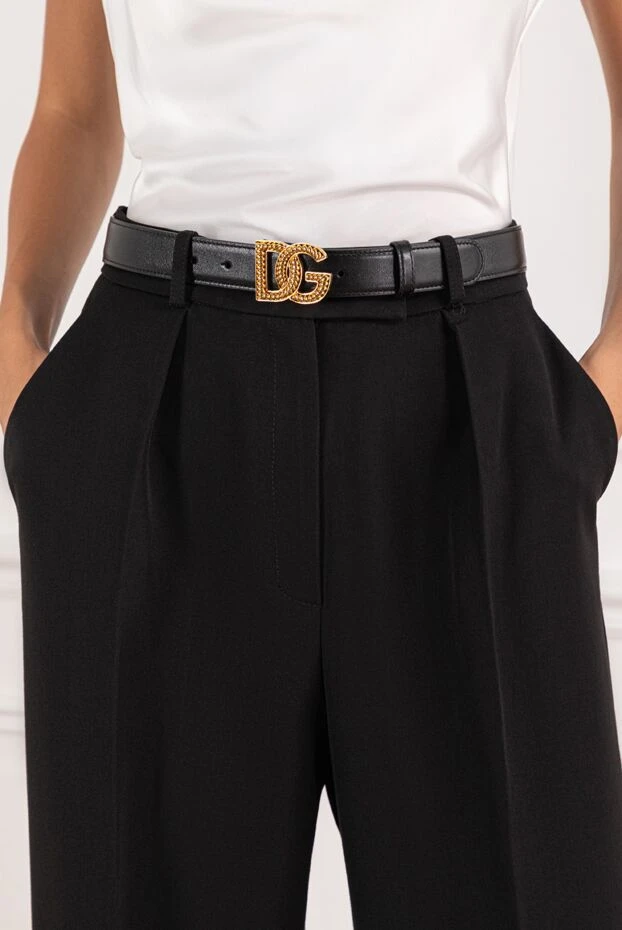 Dolce & Gabbana черный женский ремень из телячьей кожи с логотипом dg 190643 - фото 2