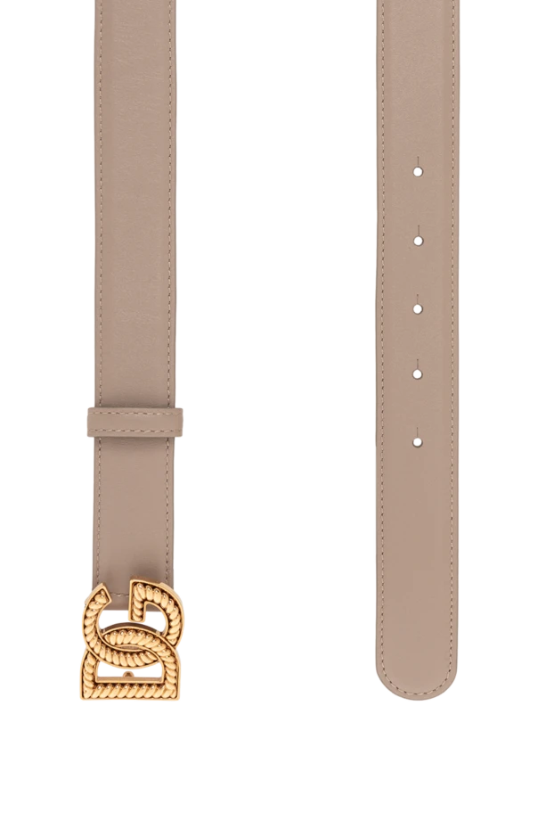 Dolce & Gabbana женский бежевый ремень из телячьей кожи плонже с логотипом dg


 190644 - фото 3