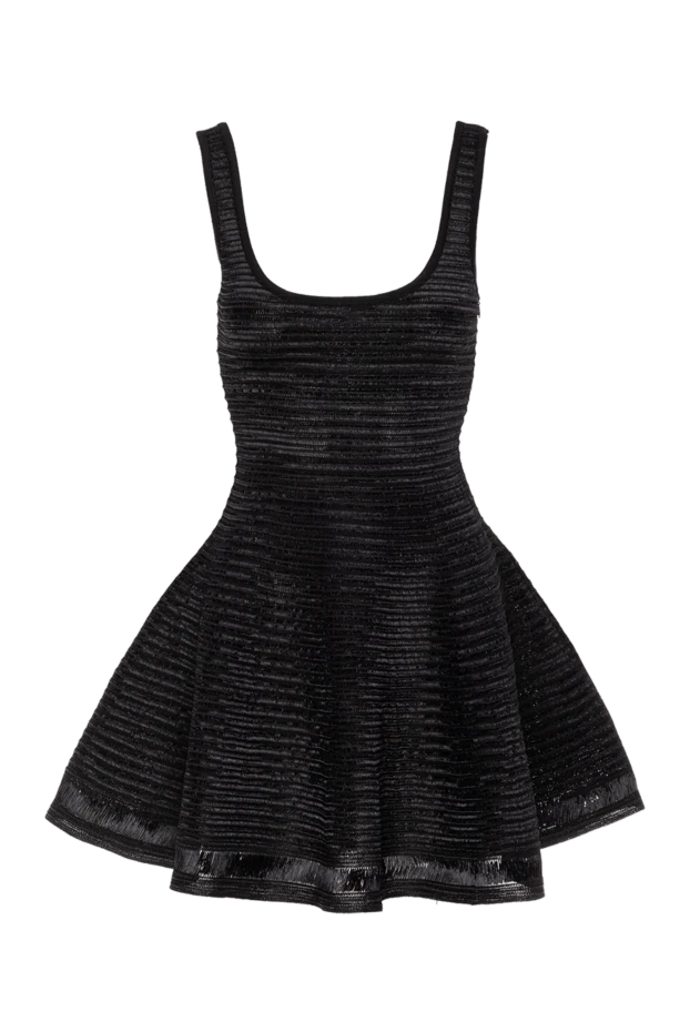 Вязаное черное платье-корсет из лент рафии создающих круговой 3D-узор - фото 1