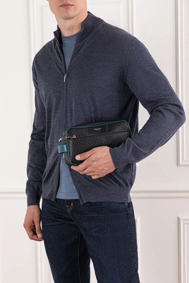 Қара Степан жабыны бар кенептен жасалған және Eclipse Black Gange қара былғарыдан жасалған дәретхана сөмкесі - фото 2