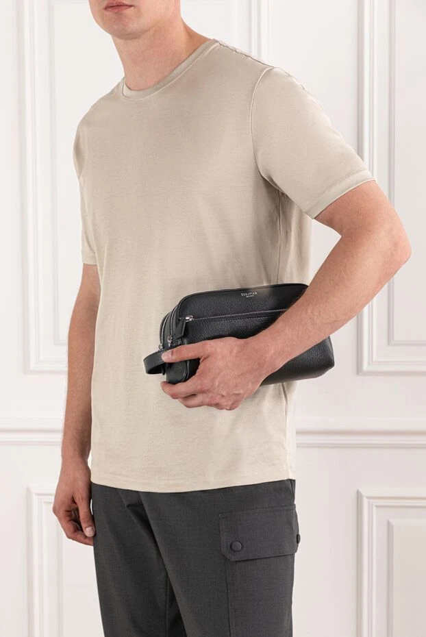 Serapian несессер с двойной молнией из темно-синей кожи cachemire 190659 - фото 2