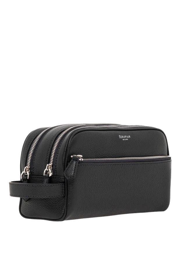 Serapian несессер с двойной молнией из темно-синей кожи cachemire 190659 - фото 3