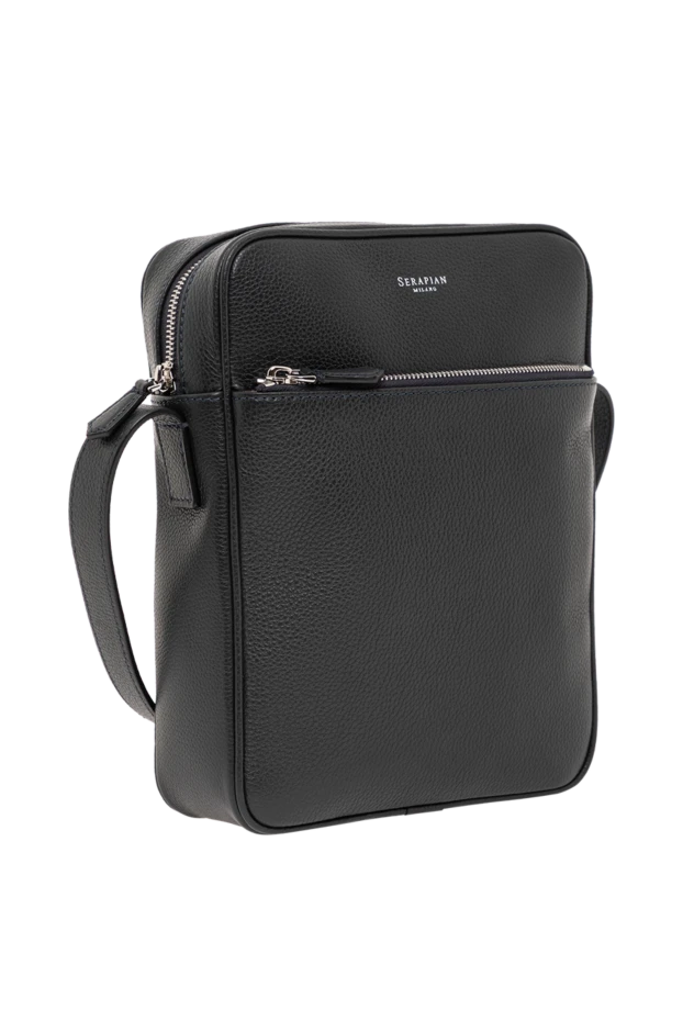 Serapian сумка-мессенджер flat north south синего цвета из кожи наппа mosaico 190662 - фото 3