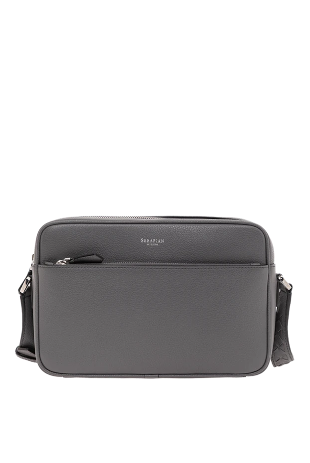 Serapian east west messenger bag in gray leather for men 190664 - photo 1