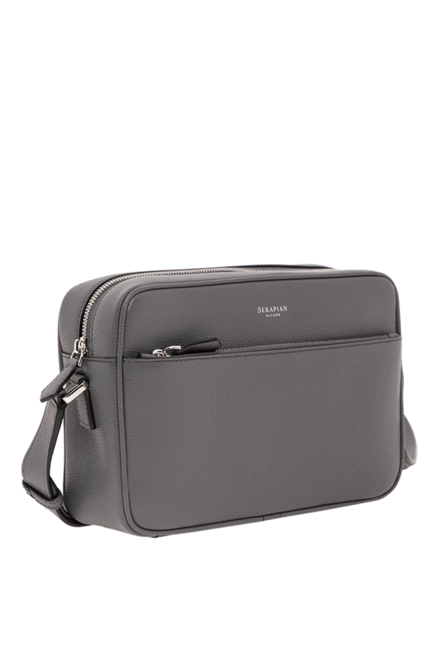 Serapian east west messenger bag in gray leather for men 190664 - photo 3