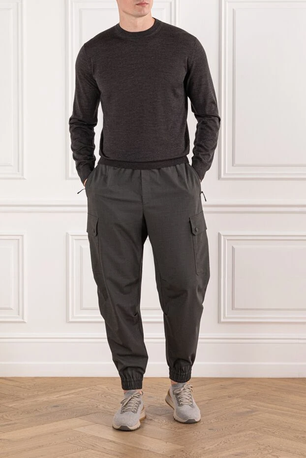 Dolce & Gabbana men's gray cargo pants with patch pockets and a drawstring waistband

 190666 - photo 3