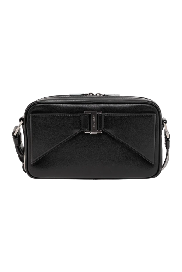 Брендтік тақтасы бар бұзау терісінен жасалған көлденең сөмке - фото 1