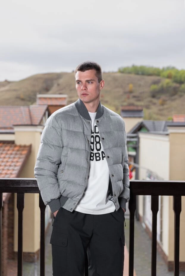 Двусторонняя утепленная куртка из хлопка на подкладке мужская серая
 - фото 2