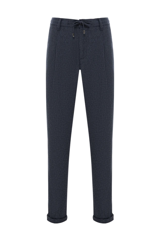 Dark blue wool and cashmere trousers with a comfortable fit - photo 1
