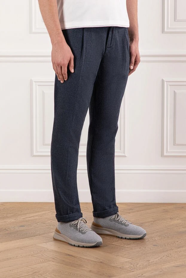 Scissor Scriptor қою-көк түсті жүнді және кашемирден жасалған ыңғайлы киімді шалбар 190679 - фото 3