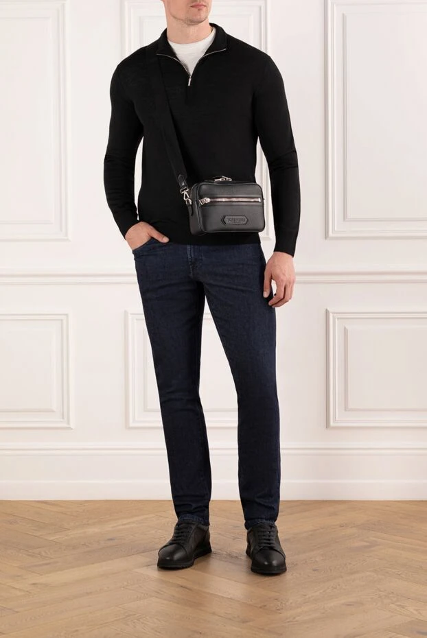 Scissor Scriptor джинсы глубокого синего оттенка с патчем из кожи крокодила 190681 - фото 2