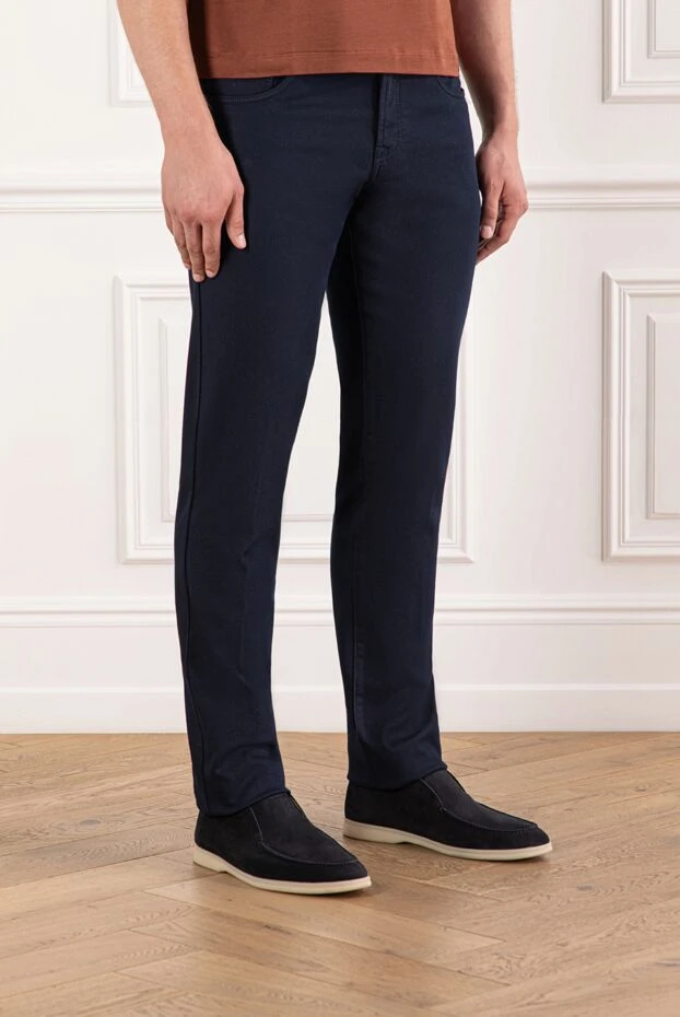 Scissor Scriptor қолтырауын терісінің бөлшектері бар қою көк джинсы 190682 - фото 3