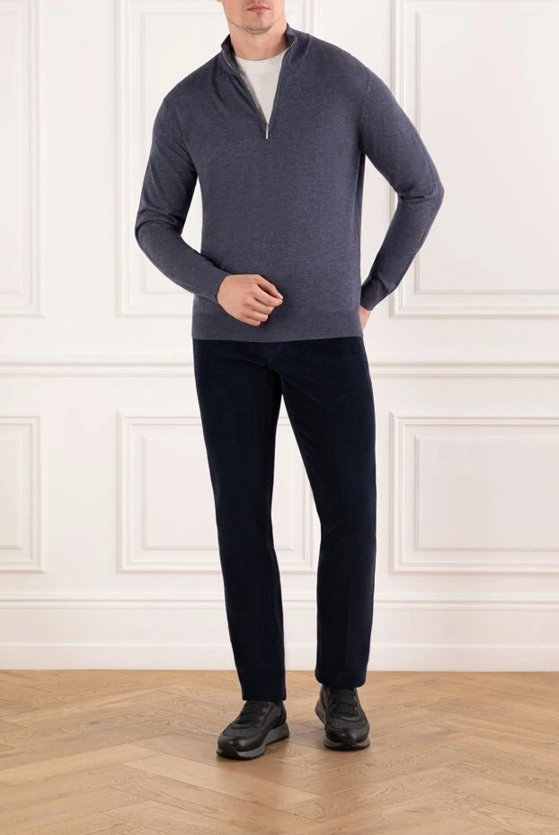 Scissor Scriptor брюки из вельвета темно-синие с патчем из кожи крокодила
190684 - фото 2