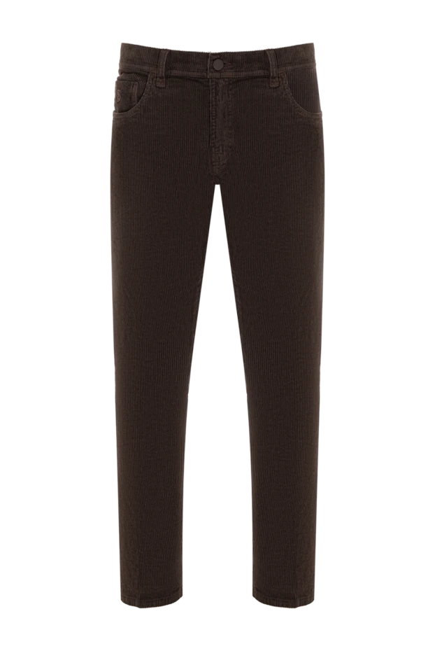 Брюки из вельвета коричневые с патчем из кожи крокодила
- фото 1