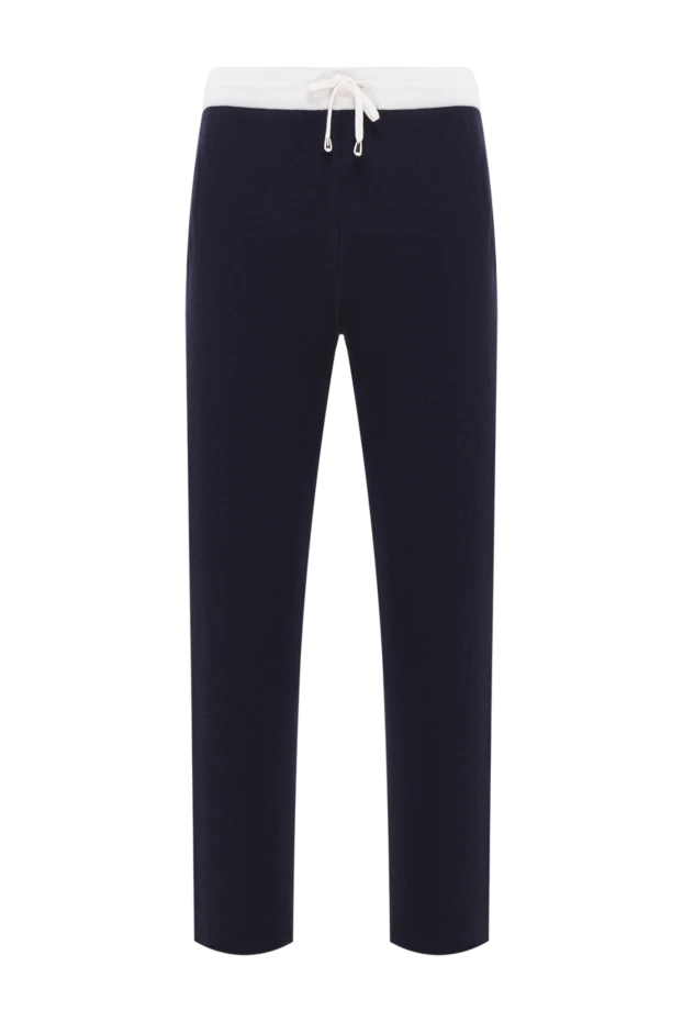 Қою көк түсті жүннен тоқылған спорттық шалбар, ақ белбеу
- фото 1